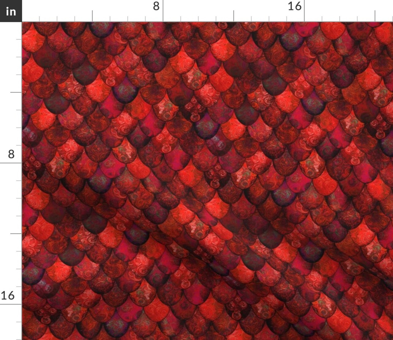 Dark Red Mermaid Dragon Scales Animal Print Custom Printed Fabric by Spoonflower Various Fabrics by the Yard or Fat Quarter